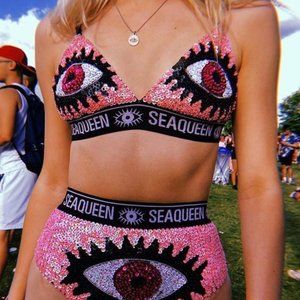 Sea Queen Medium Ava Bra- Pink Evil Eye.